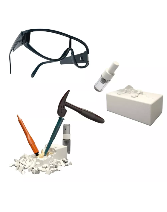 Juego De Excavación Fósiles Dinosaurio 6en1 Con Herramientas-3