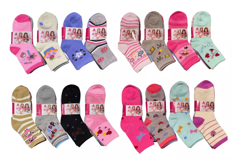 Pack 12 Pares Calcetines Largas Niña Calcetas Bambú 4-6-0