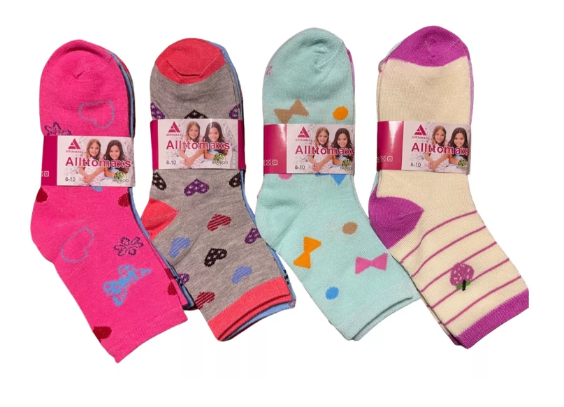 Pack 12 Pares Calcetines Largas Niña Calcetas Bambú 4-6-3