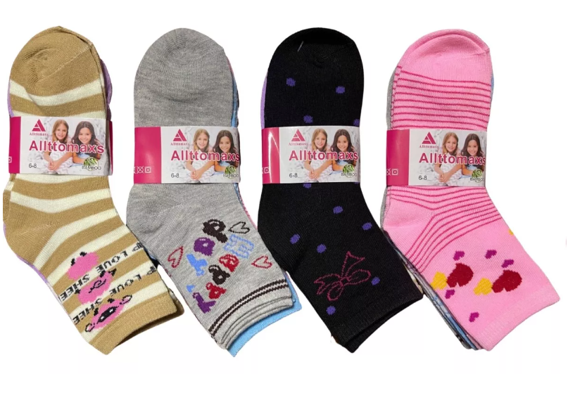 Pack 12 Pares Calcetines Largas Niña Calcetas Bambú 4-6-4