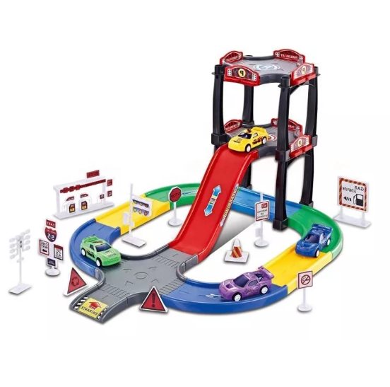 Pista Autopista Garage Racing The Parking 2 Niveles 4 Autos Color naranjo racing-0