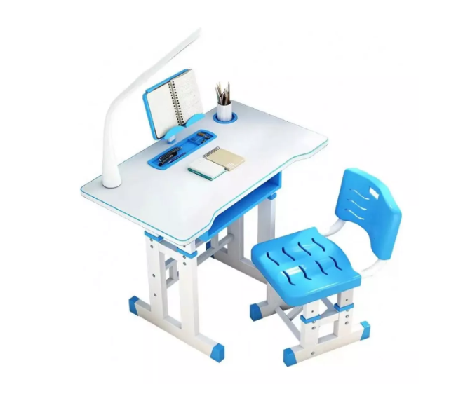 Mesa Escritorio Y Silla Infantil Armable Para Niños Azul-0