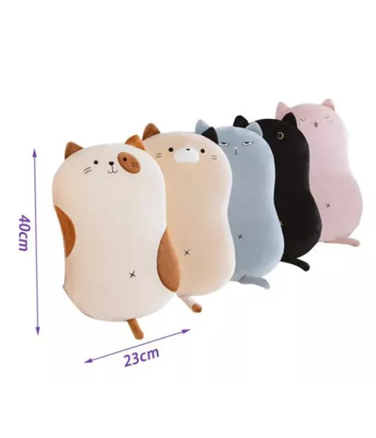 Peluche Almohada Suave Diseños Gatito Gato Kawaii 40cm Color Blanco-1