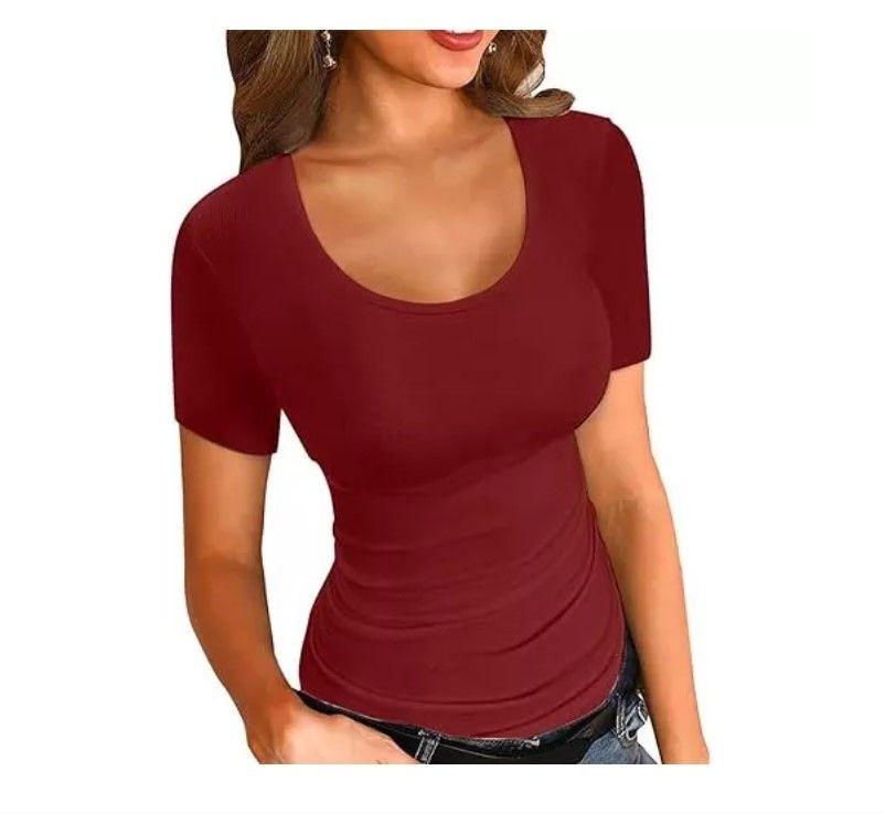 Pack3 Camiseta Polera Manga Corta Bambu Color Burdeo (1), Beige (1) y Cian (1) Talla L-1