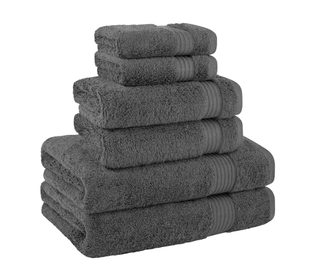 Set De 6 Toallas 100% Algodón Turco Bekos Gris Oscuro-1