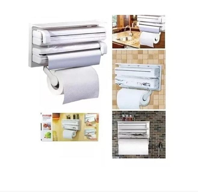 Dispensador Corta Fácil Triple Papel De Cocina Toalla Nova-2