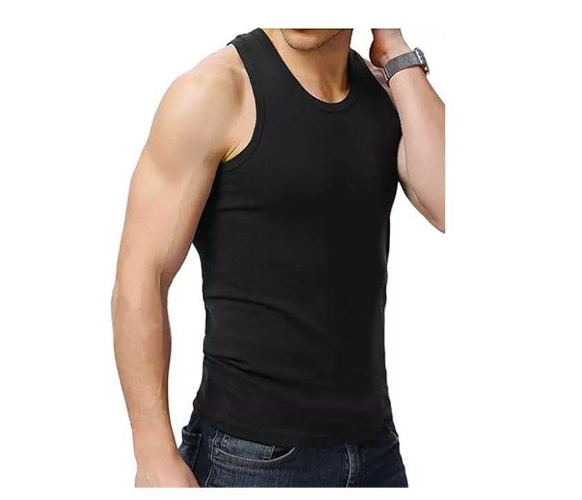 3x Camiseta Primera Capa Sin Manga Deportiva. Negro (2) Blanco (1). Talla L-0
