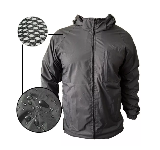 Corta Viento Hombre Ligera Impermeable Con Malla Gris Talla XL-0