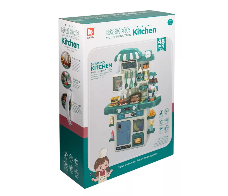 Cocina Interactiva Niñas Niños Juguete Moderna Sonido Luces Azul-1