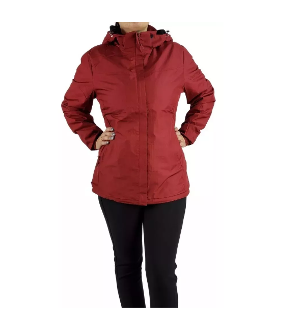 Chaqueta Corta Viento Térmica Impermeable Con Forro Mujer Burdeo Talla XXL-0