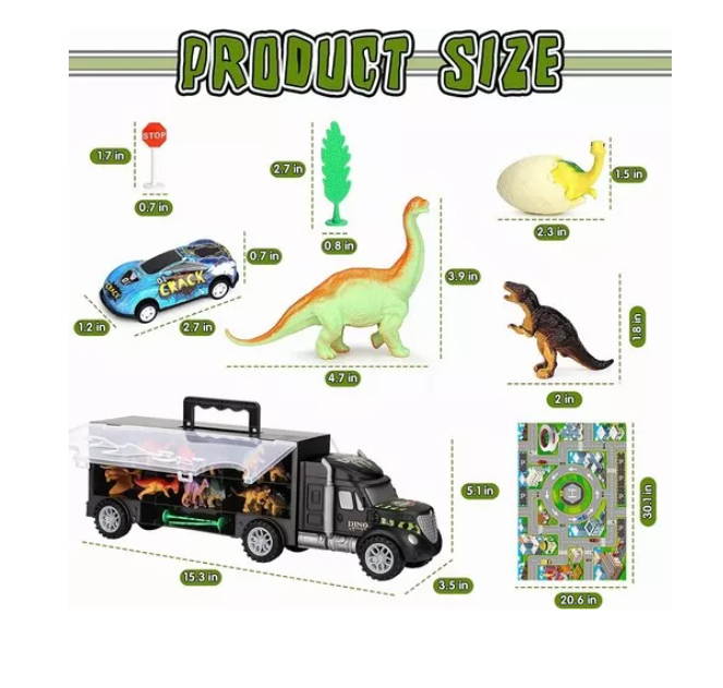 37 En 1 Juguete De Camión Transportador Dinosaurio Vehículo-1