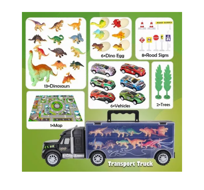 37 En 1 Juguete De Camión Transportador Dinosaurio Vehículo-4