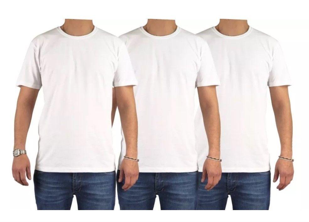 Pack 3 Poleras Algodon Manga Corta Para Estampar. Color Blanco. Talla M-0