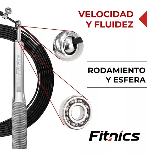 Cuerda Saltar Velocidad Aluminio Fitnics Ajustable Crossfit Color Silver-1