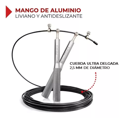 Cuerda Saltar Velocidad Aluminio Fitnics Ajustable Crossfit Color Silver-3
