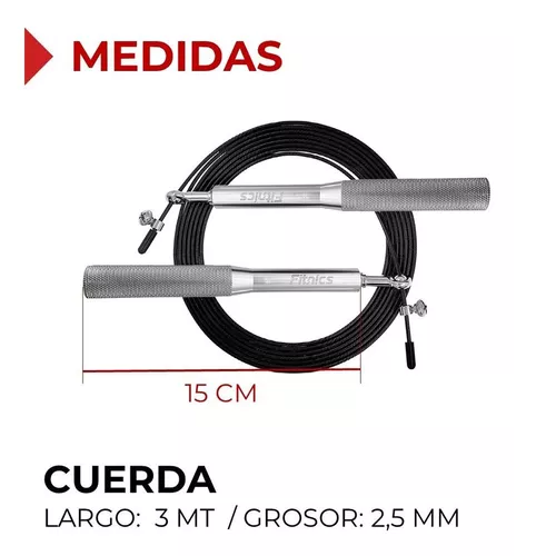 Cuerda Saltar Velocidad Aluminio Fitnics Ajustable Crossfit Color Silver-4