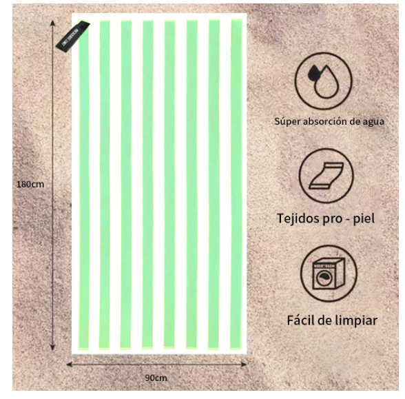 Toallas De Microfibra Para Viajes De Playa De Yoga 180*90cm Verde-1
