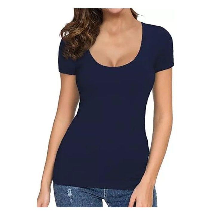 Pack3 Camiseta Polera Manga Corta Bambu Corte Ajustado Color Azul Marino Talla L-0