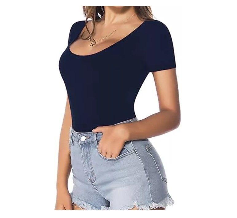 Pack3 Camiseta Polera Manga Corta Bambu Corte Ajustado Color Azul Marino Talla L-2