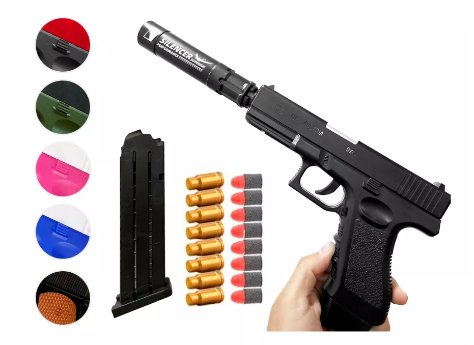 Glock 18 Juguete De Balines Blandos Y Silenciador Top Tiktok-0