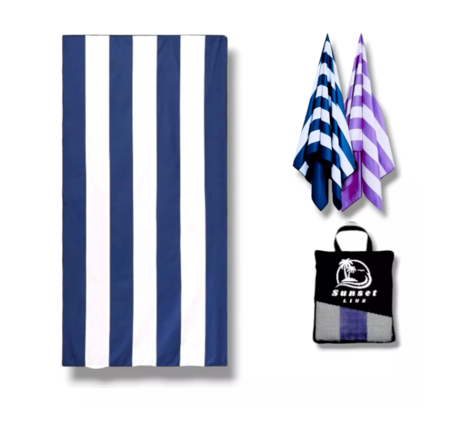 Toalla De Microfibra Secado Rapido Playa Viaje + Estuche Azul-0