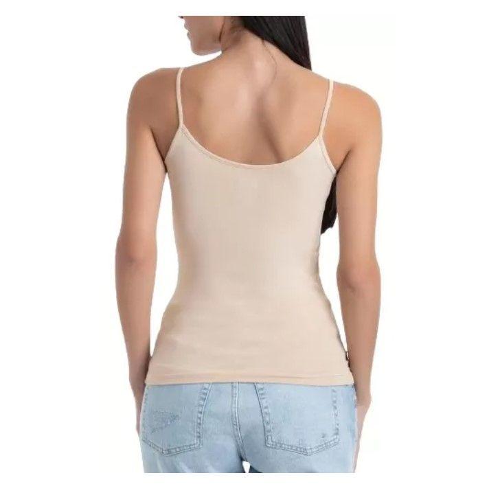 Camiseta Microfibra Con Pabilos Clásica Básica Color Beige. Talla M-1