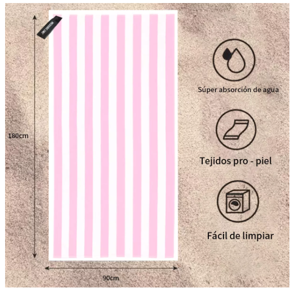 Toallas De Microfibra Para Viajes De Playa De Yoga 180*90cm Rosa-1