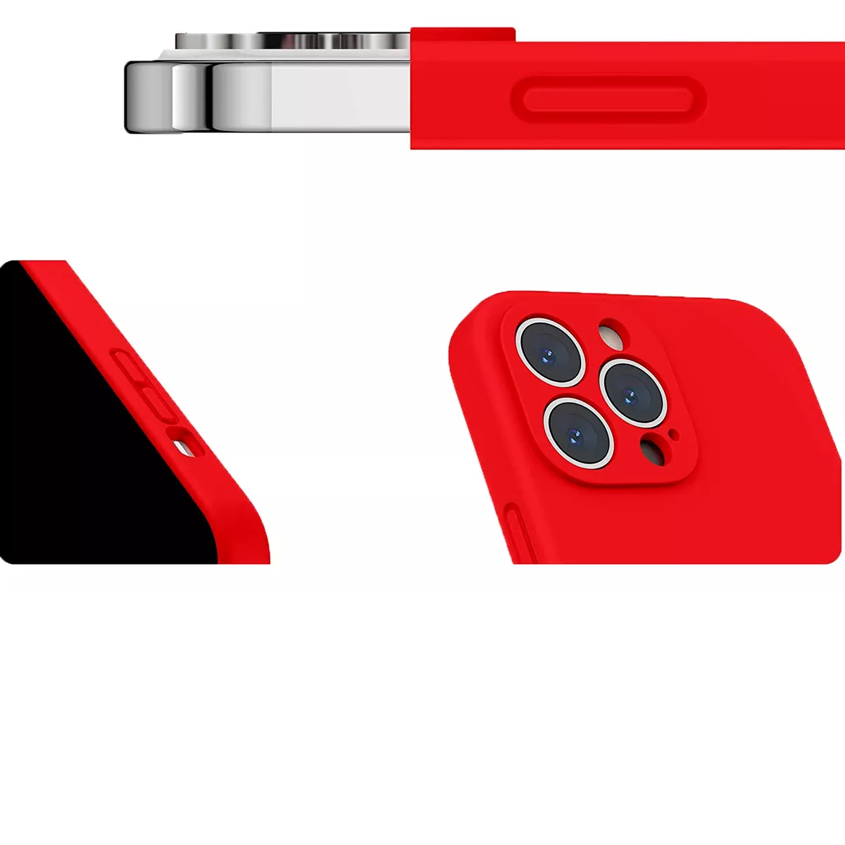 Carcasa Para iPhone ( 13 Pro  Max ) Silicona Slim Rojo-1