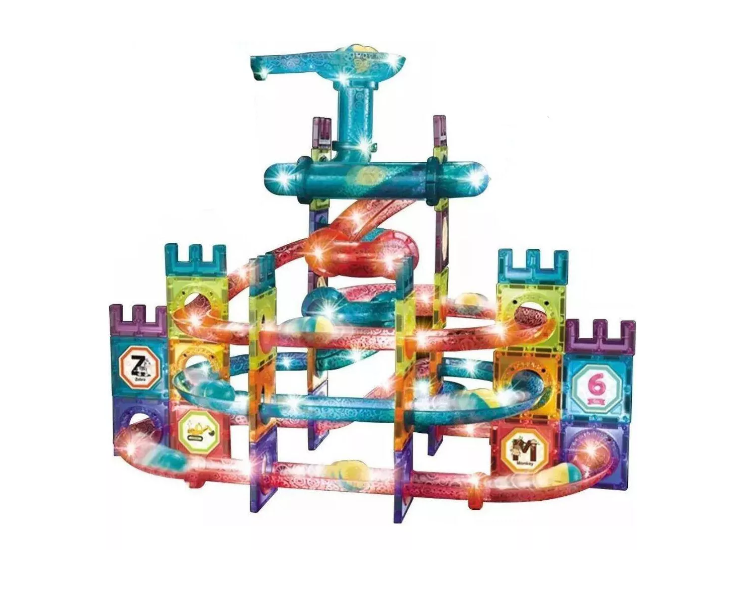 131 Pista De Bolitas Con Luces Bloque Construcción Magnético-0