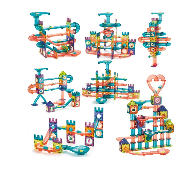 131 Pista De Bolitas Con Luces Bloque Construcción Magnético-1