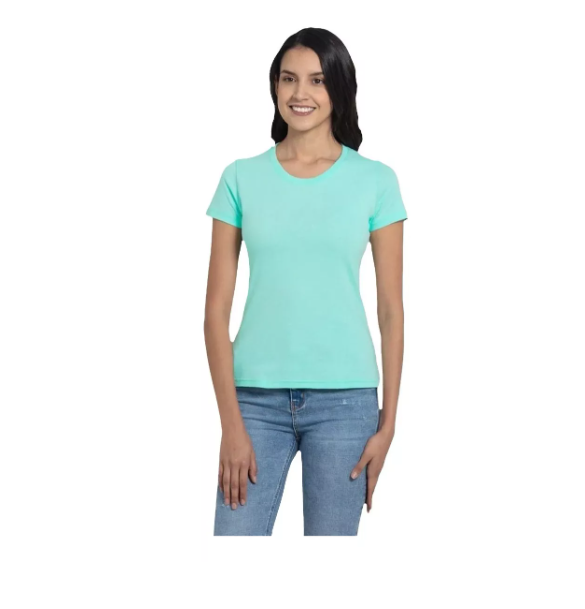 Polera De Algodón Manga Corta Para Estampar Menta Talla M-0