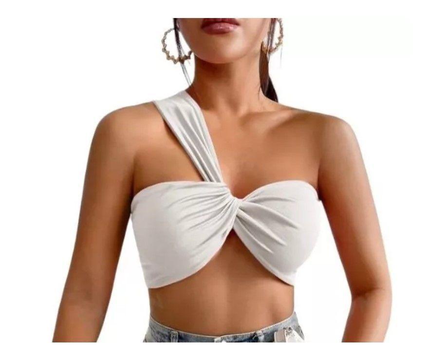 Crop Top Corto De Un Hombro Blusa Para Mujer De Moda Talla L-1