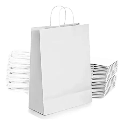 12 Bolsas Papel Kraft 27x21x11cm Colores Cumpleaños Regalos-0