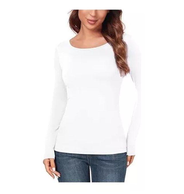 Pack 6 Camiseta De Mujer Manga Larga De Algodón Color Blanco Talla L-0