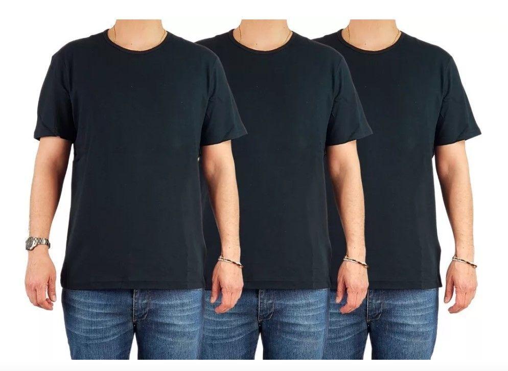 Pack 3 Poleras Algodon Manga Corta Para Estampar. Color Negro. Talla L-0