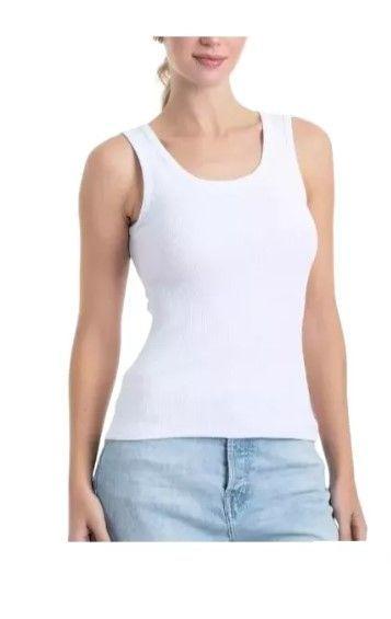 Pack 3 Camisetas Poleras Sin Manga Algodón Cotton. Color Blanco. Talla S-1