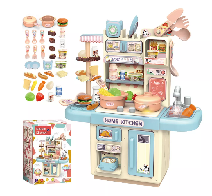 Cocina De Juguete Kitchen 32pcs Juego De Niñas Niños Celeste-0