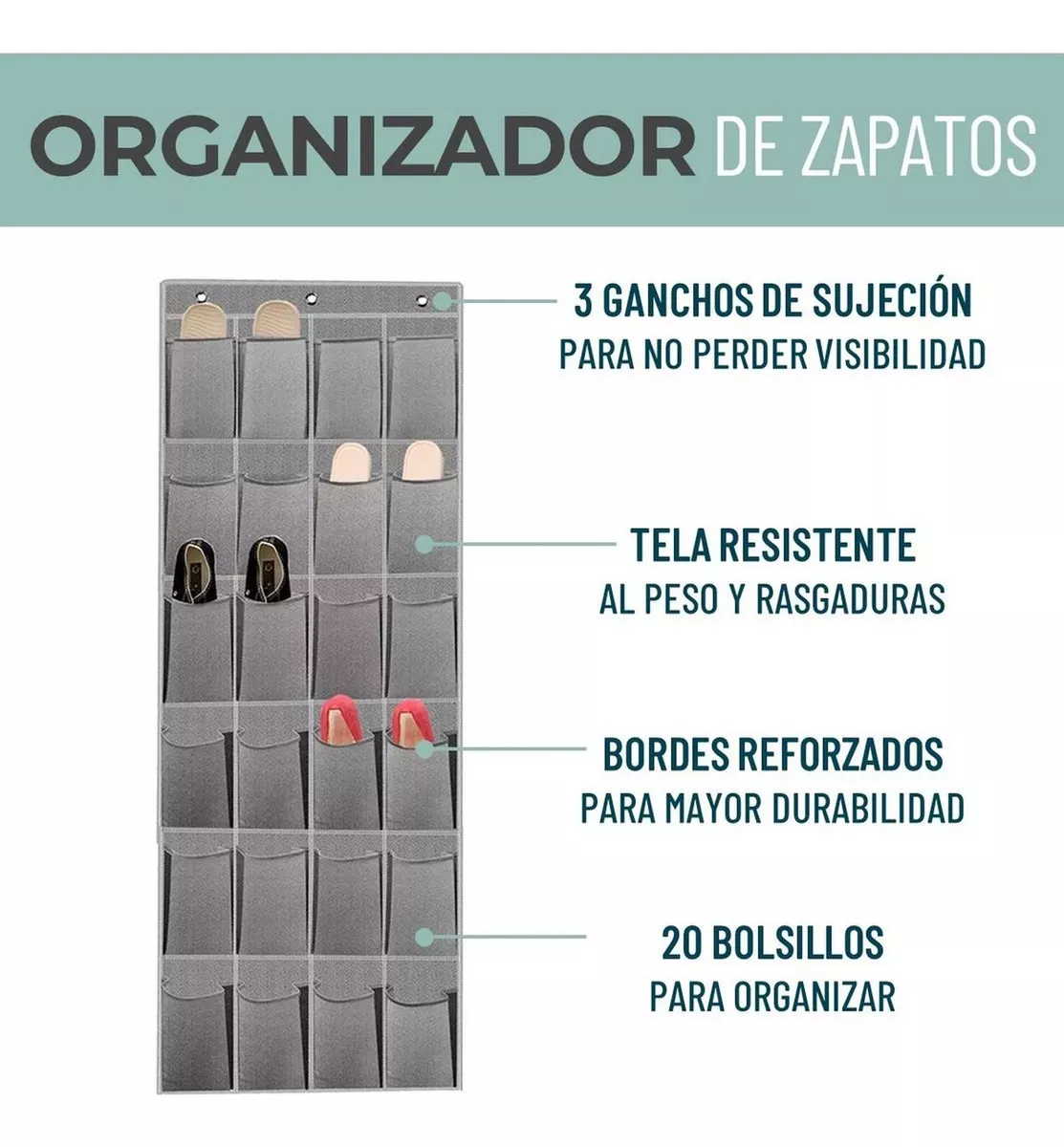 Organizador Zapatos Zapatero Colgante Puerta Closet 24 Pares Casatua-1