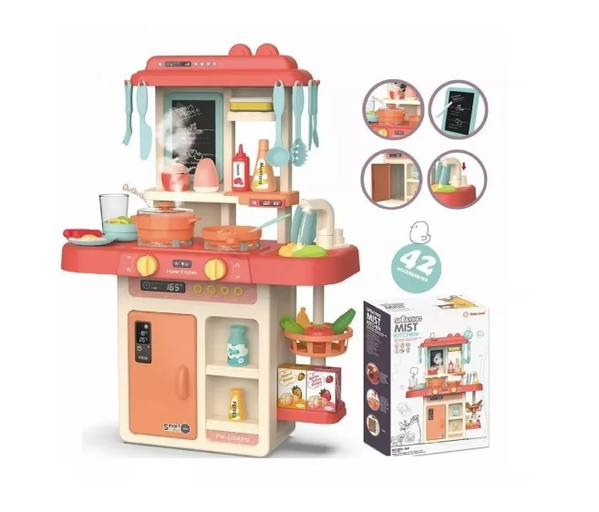 Cocina De Juguete 42 Accesorios Estilo Moderno Rosada-0