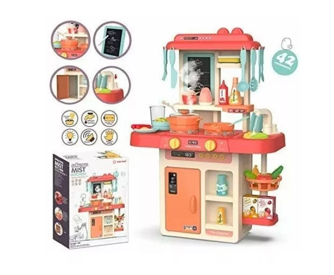 Cocina De Juguete 42 Accesorios Estilo Moderno Rosada-1