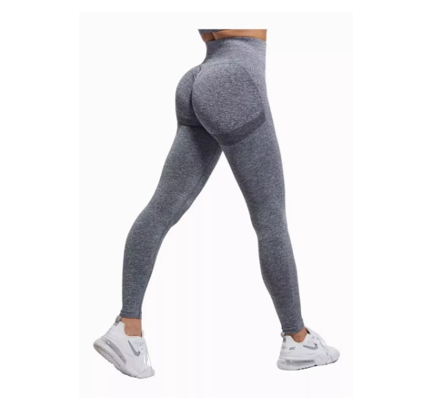 Leggins Mujer Deportivos Cintura Alta Para Gimnasio Gris Talla XL-0