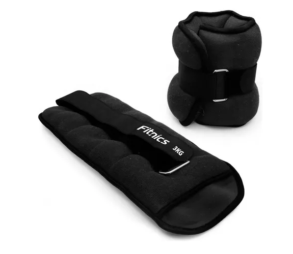Pesas De Tobillo Muñeca Tobillera Set 2 De 3kg C/u Total 6kg Color Negro-0