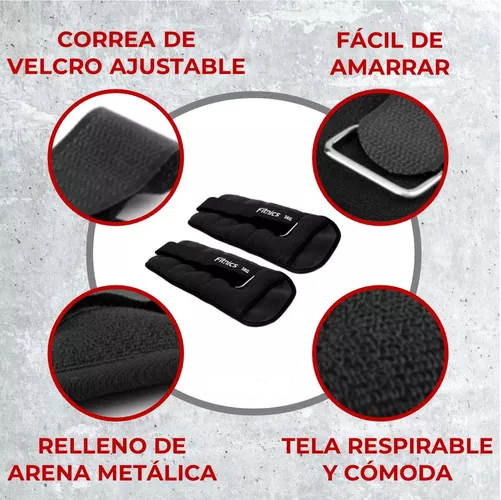 Pesas De Tobillo Muñeca Tobillera Set 2 De 3kg C/u Total 6kg Color Negro-1