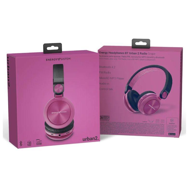 Audífonos Bluetooth Inalámbrico Energy Sistem Urban 2 Radio violeta-4