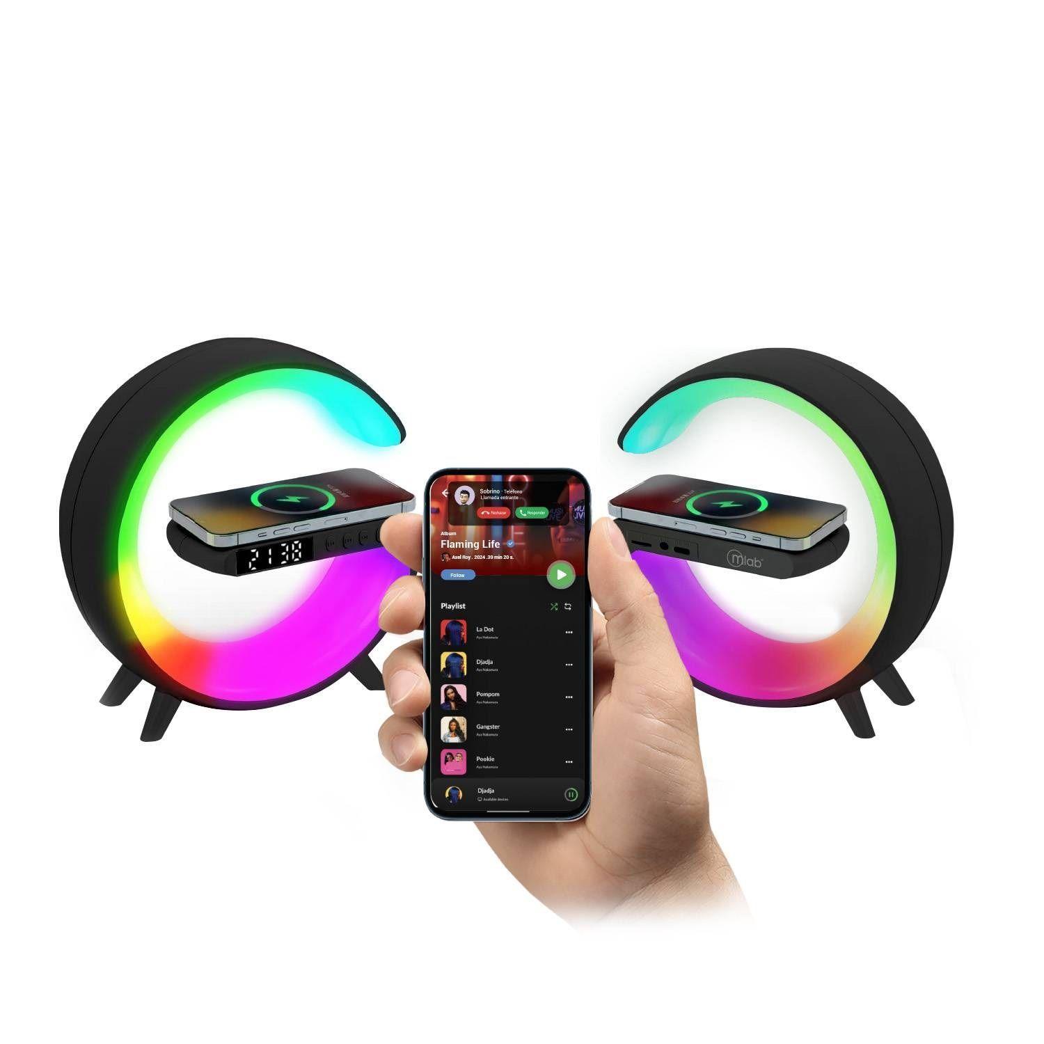 Parlante Bluetooth Mlab My Lil G 5 en 1 Carga Inal mbrica Luz RGB Reloj y Alarma Negro-4