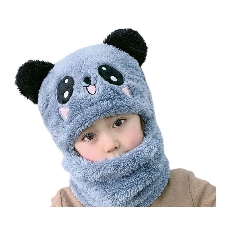 Gorro Con Cuello Para Bebé Niños Diseño Oso Invierno Colores-0
