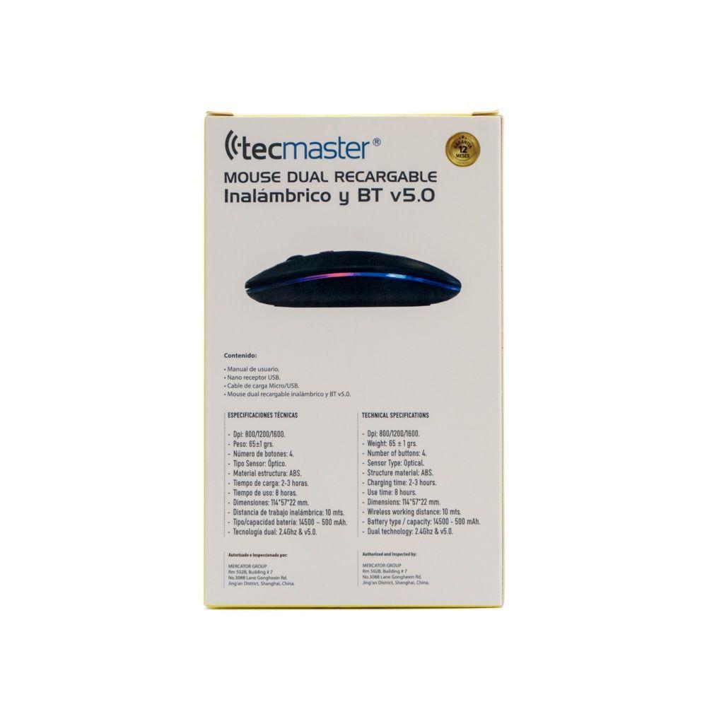 Mouse Dual Recargable Inalámbrico Bluetooth Tecmaster-5