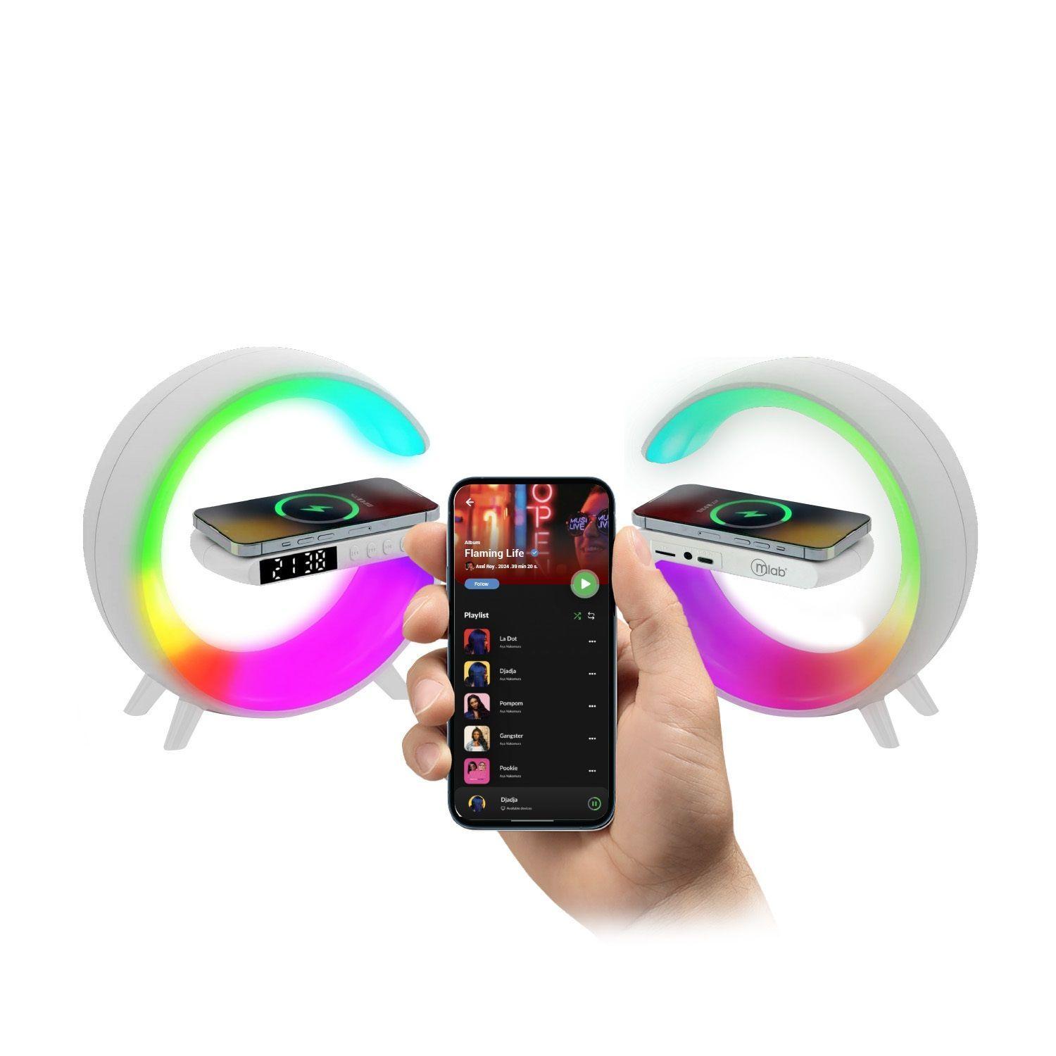 Parlante 5 En1 Cargador Luz Rgb Reloj Alarma-6