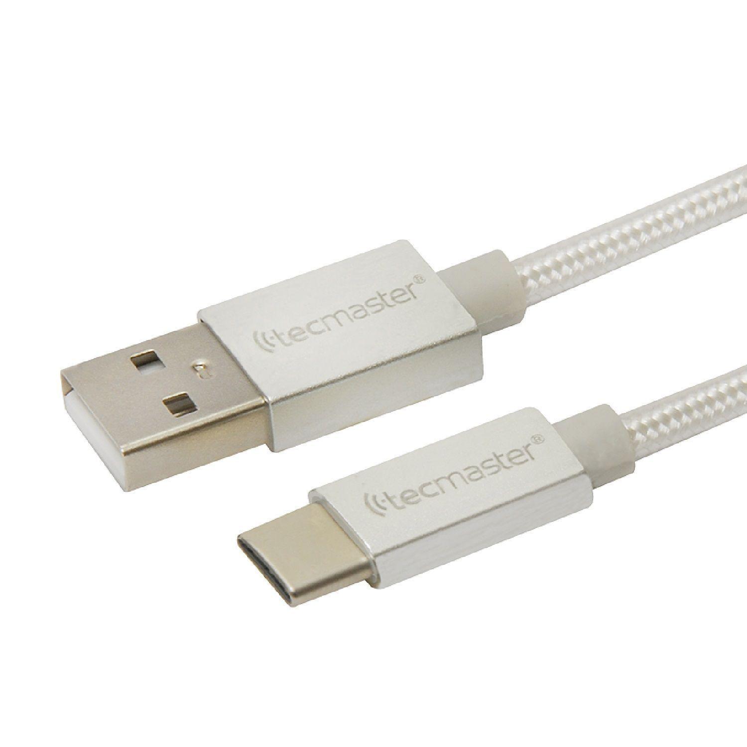 Cable Tipo Usb a Tipo C 1 Metros Textil Reforzado Silver-2