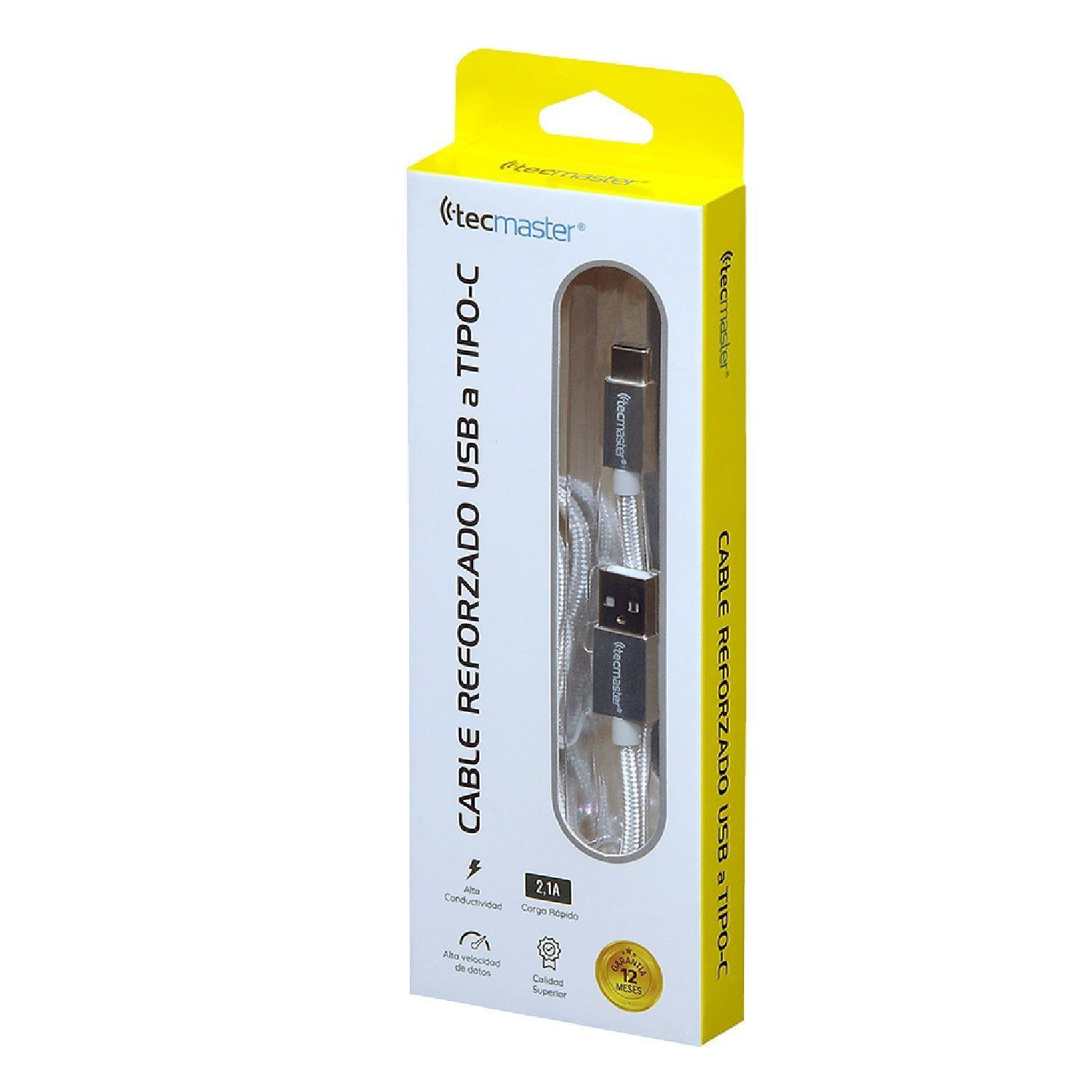 Cable Tipo Usb a Tipo C 1 Metros Textil Reforzado Silver-3